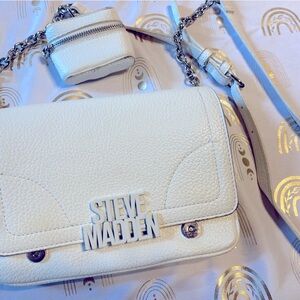 Steve Madden White Textured Crossbody Bag
